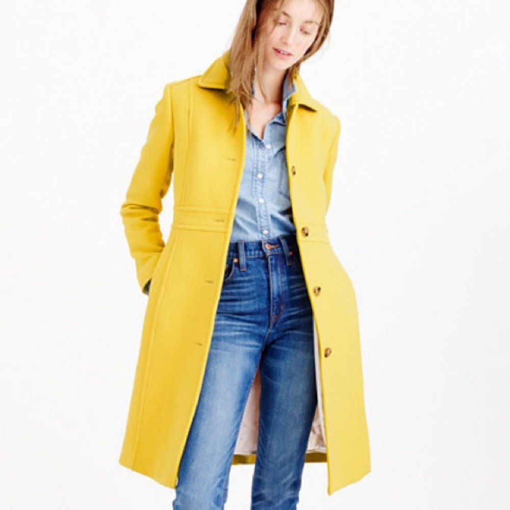 Yellow J Crew Lady Day Coat with Thinsulate
